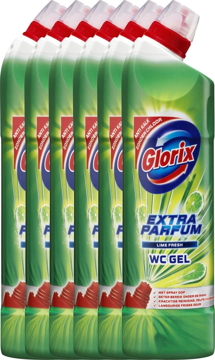 Glorix Bleek Lime Fresh - 6 X 750 Ml - Toiletreiniger - Voordeelverpakking 3 Glorix Bleek Lime Fresh - 6 X 750 Ml - Toiletreiniger - Voordeelverpakking