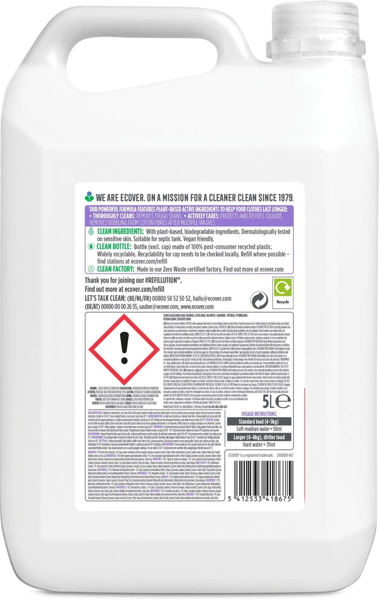 Ecover Vloeibaar Wasmiddel - Color Appelbloesem Freesia - 5L 4 Ecover Vloeibaar Wasmiddel - Color Appelbloesem Freesia - 5L - Afbeelding 2