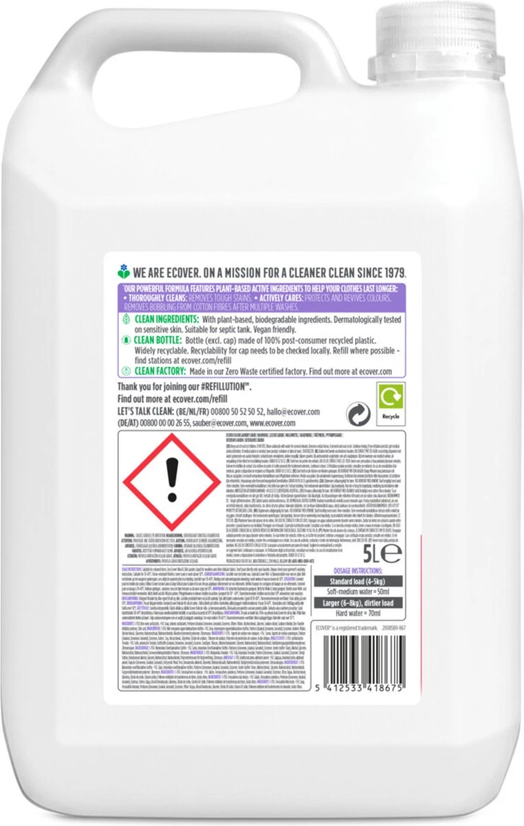 Ecover Vloeibaar Wasmiddel - Color Appelbloesem Freesia - 5L 9 Ecover Vloeibaar Wasmiddel - Color Appelbloesem Freesia - 5L - Afbeelding 7