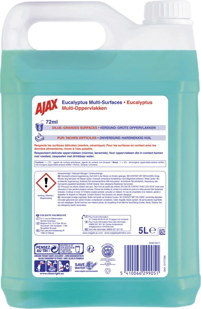 Ajax® Ajax Allesreiniger Eucalyptus 2 X 5L - Voordeelverpakking 4 Ajax® Ajax Allesreiniger Eucalyptus 2 X 5L - Voordeelverpakking - Afbeelding 2