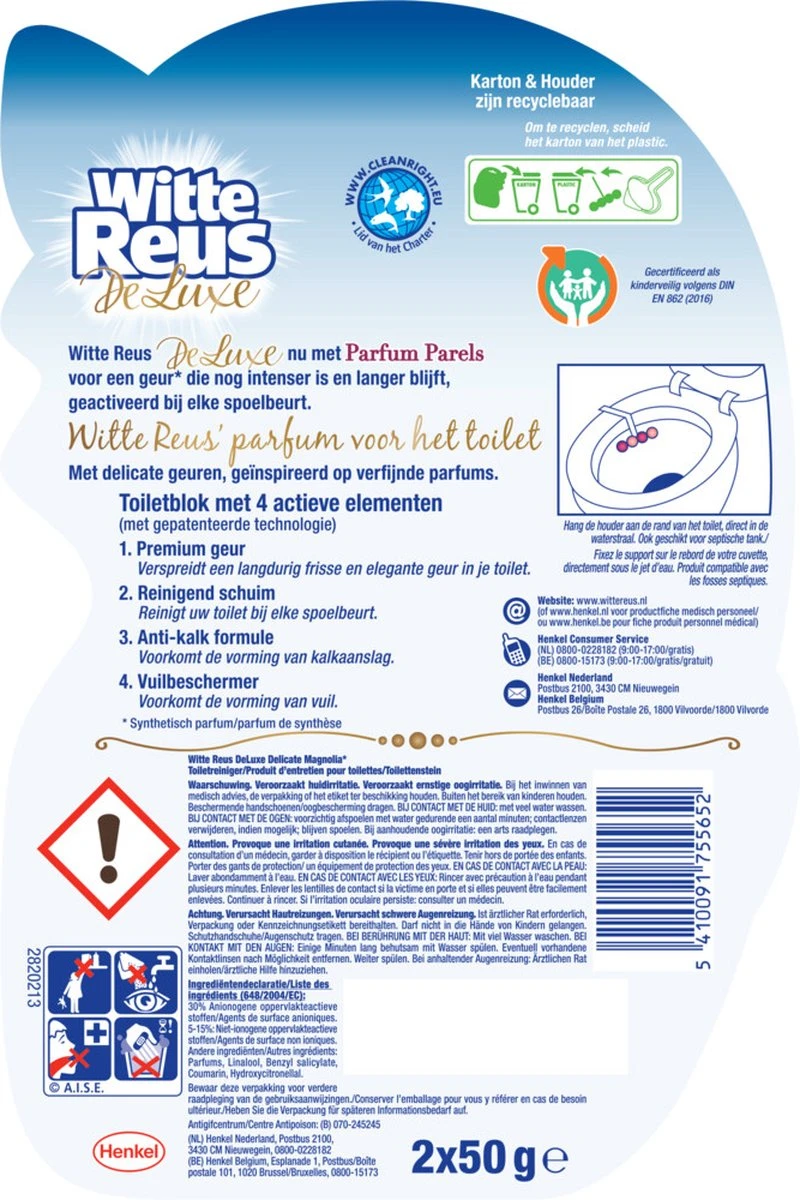 Witte Reus DeLuxe Toiletblok - Delicate Magnolia - WC Blokjes Voordeelverpakking - 20 Stuks 8 Witte Reus DeLuxe Toiletblok - Delicate Magnolia - WC Blokjes Voordeelverpakking - 20 Stuks - Afbeelding 6