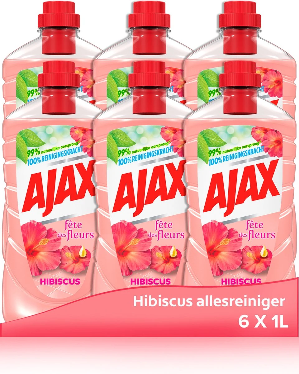 Ajax® Ajax Allesreiniger Fête Des Fleurs Hibiscus 6 X 1L - Voordeelverpakking 3 Ajax® Ajax Allesreiniger Fête Des Fleurs Hibiscus 6 X 1L - Voordeelverpakking