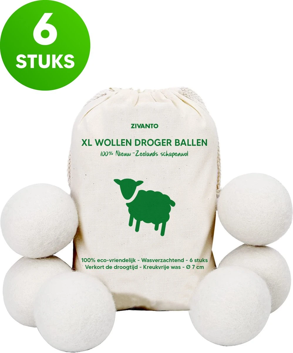 Drogerballen - Droogballen Voor Wasdrogers - Wasdrogerballen, Wasbollen & Wasballen - 100% Diervriendelijk, Duurzaam & Herbruikbaar - Duurzaam Cadeau - Energie Besparen - RWS Wol & Zero Waste - 6 Stuks Van Zivanto 3 Drogerballen - Droogballen Voor Wasdrogers - Wasdrogerballen, Wasbollen & Wasballen - 100% Diervriendelijk, Duurzaam & Herbruikbaar - Duurzaam Cadeau - Energie Besparen - RWS Wol & Zero Waste - 6 Stuks Van Zivanto
